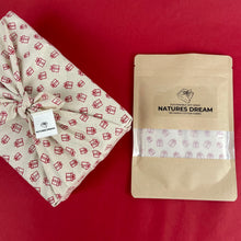 Load image into Gallery viewer, Furoshiki Fabric Gift Wrap - Natural with Red Gifts
