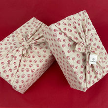 Load image into Gallery viewer, Furoshiki Fabric Gift Wrap - Natural with Red Gifts