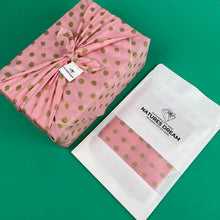 Load image into Gallery viewer, Furoshiki Fabric Gift Wrap – Pink with metallic gold accents