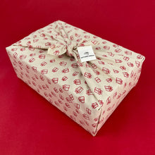 Load image into Gallery viewer, Furoshiki Fabric Gift Wrap - Natural with Red Gifts
