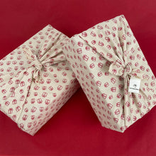 Load image into Gallery viewer, Furoshiki Fabric Gift Wrap - Natural with Red Gifts
