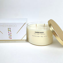 Load image into Gallery viewer, Meeraboo Paper Daisy Gold Lid Soy Candle *New*
